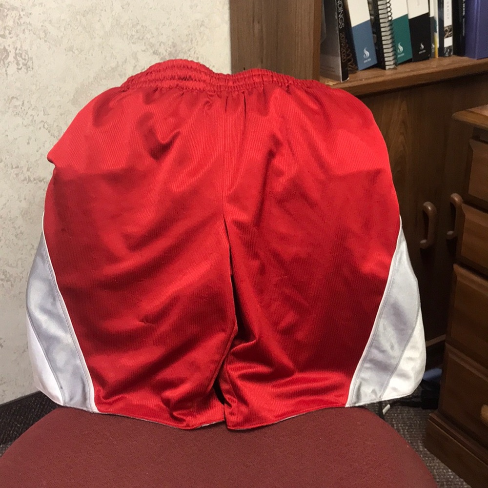 Red and silver reversible shorts